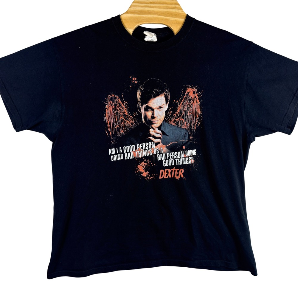 Dexter TV Show Promo Graphic T-Shirt Men XL Black Showtime 2013 RARE